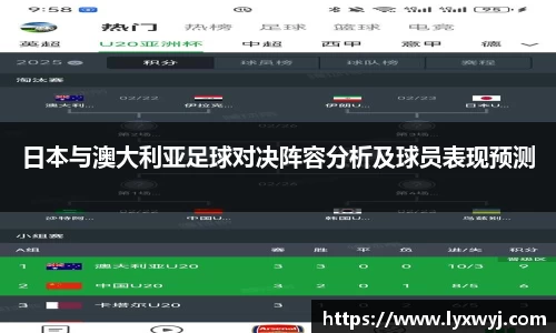 日本与澳大利亚足球对决阵容分析及球员表现预测